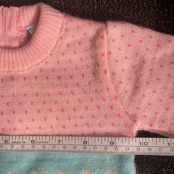 VNTG Sweater & Vest Set Girls Pink w/Ducks Clouds Hearts Size 18 month 90's Y2K - Picture 10 of 13